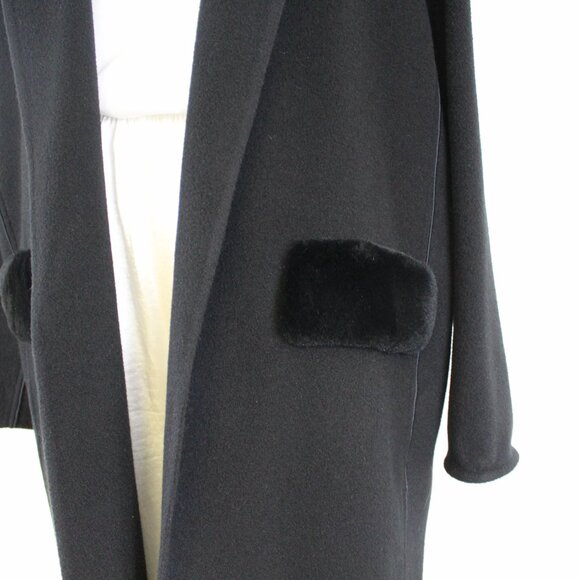 Lafayette 148 Black Cashmere & Rabbit Fur Coat – NWOT Women’s Large Quiet Luxury - Picture 6 of 14